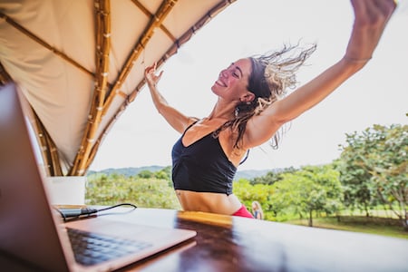 Aliza Schechter playing music and dancing